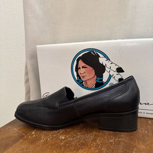 Cherokee 90s Y2K Black‎ Leather Lug Slip On Womens Mules Loafer Heels Bratz 7.5 - Picture 3 of 8